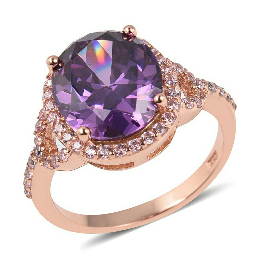 Purple & pink CZ 14k RG over Sterling Silver ring